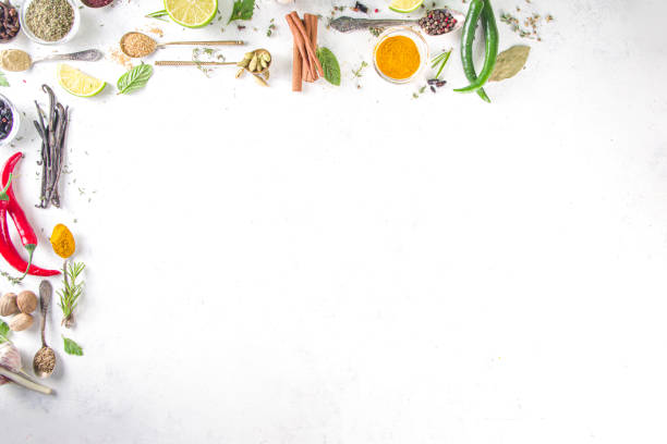 istock Fresh herbs, dried colorful spices 1302464393