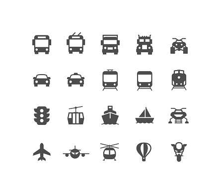 Set of transportation flat vector icons.