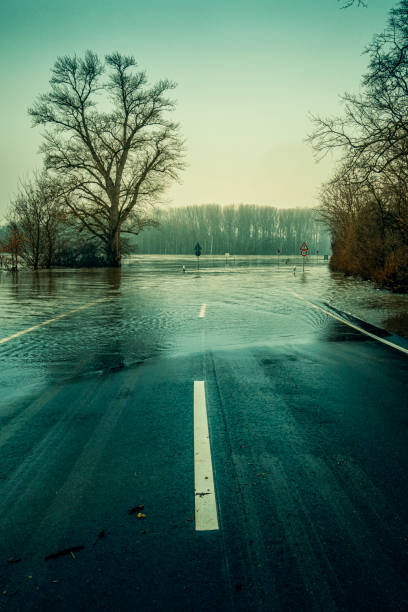 Rhine River flooded a street