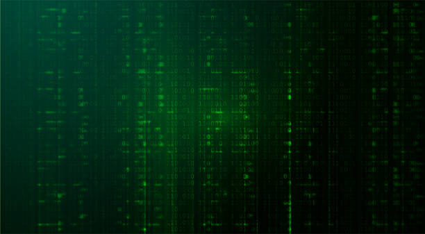 Matrix Digital Binary Code Background. Hacking Concept. Technology Dark Green Background. Cyber Attack, Matrix or Hacking Concept dark web stock illustrations