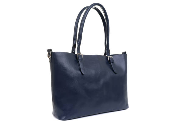 istock leather female blue bag on the handle on a white background 1302472067