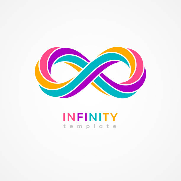 Infinity colourful symbol Infinity colourful symbol isolated on white background. Vector illustration. Endless concept loop, 8 icon logo, minimal design template. Eight shape in trendy retro 3d graphic style mobius strip stock illustrations