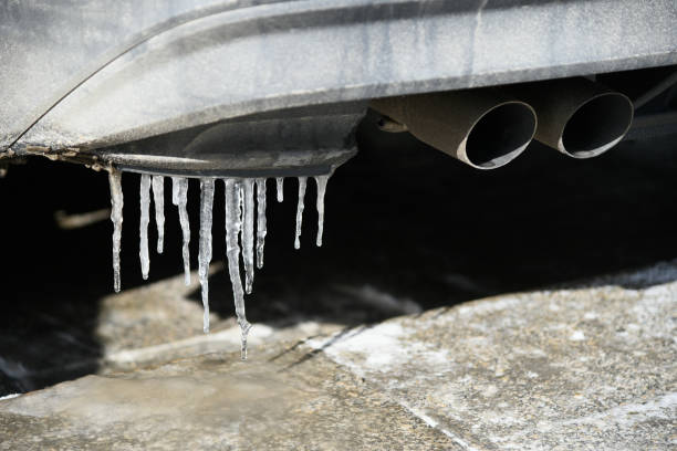 istock The car intake with icicles, close-up. 1302473133