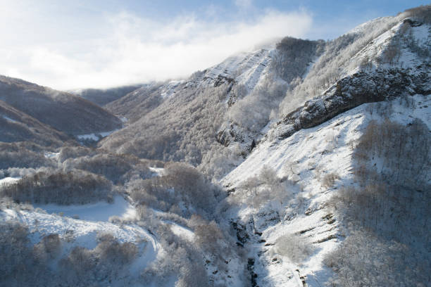 istock Curves and natural environment snowed in winter 1302473556