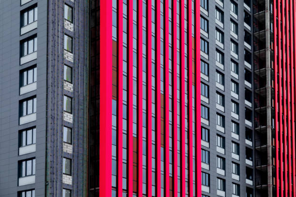 istock Architectural pattern from the windows and Ventilated facade of a multi-storey building. Symbol of urban life. Architectural drawing. 1302475038