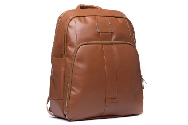 istock hand made leather brown women's backpack on a white background 1302475970