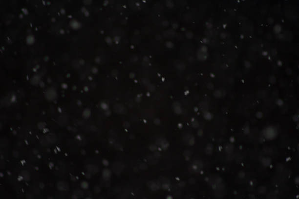 istock Christmas night. Abstract black pattern with falling snow. white snow on black background. Blurred 1302481771