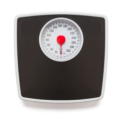 Bathroom Scale with Red Dial Cut Out.