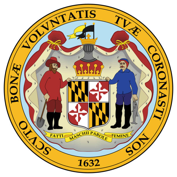 herb maryland, stany zjednoczone - maryland flag state maryland state flag stock illustrations