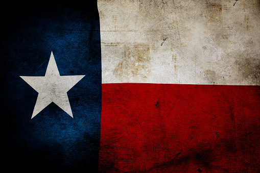 Closeup of grunge Texas flag