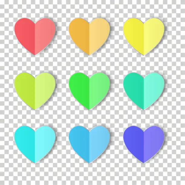 Vector illustration of Heart shapes of Paper