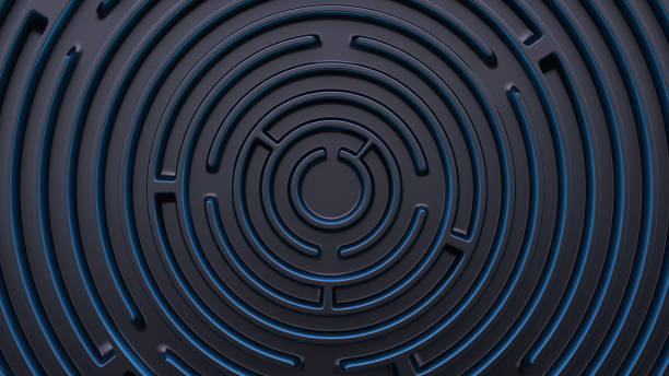 istock Beautiful futuristic background. Ring labyrinth. Top view 1302494957