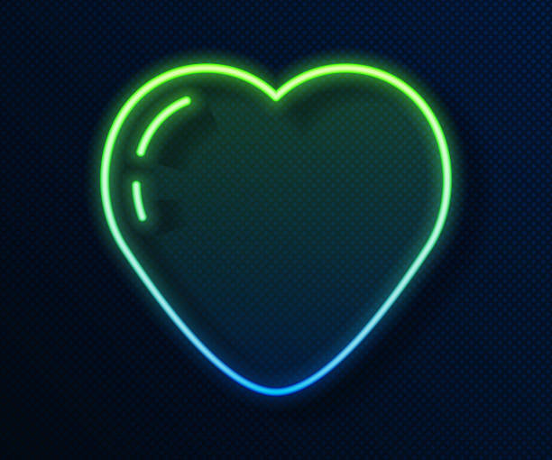 istock Glowing neon line Heart icon isolated on blue background. Romantic symbol linked, join, passion and wedding. Valentine day symbol. Vector 1302495944