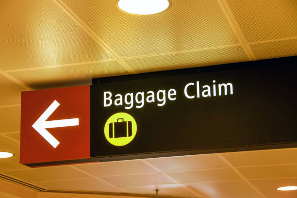istock Airport sign for baggage reclaim 1302500886