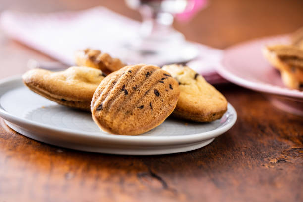 istock Madeleine with chocolate. Traditional French small cakes. 1302502073