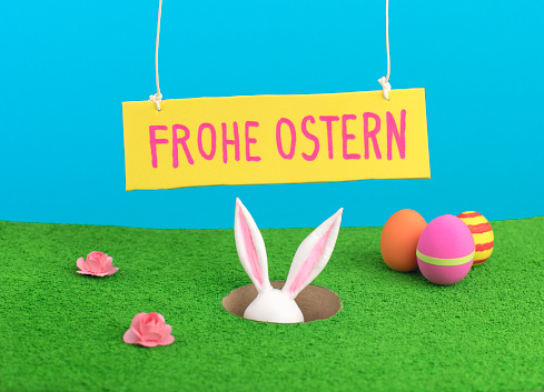 Happy Easter greeting card on German