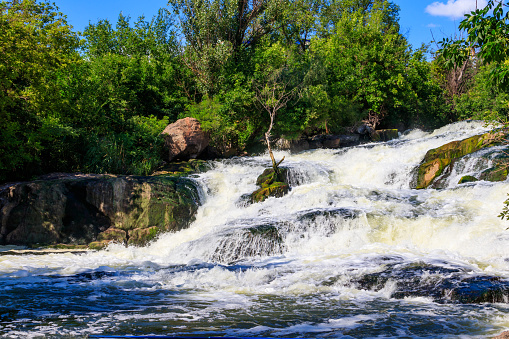 Waterfall on the Inhulets river in Kryvyi Rih, Ukraine