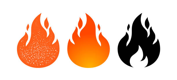 feuer, flamme. red flame collection set - flame fire fireball exploding stock-grafiken, -clipart, -cartoons und -symbole