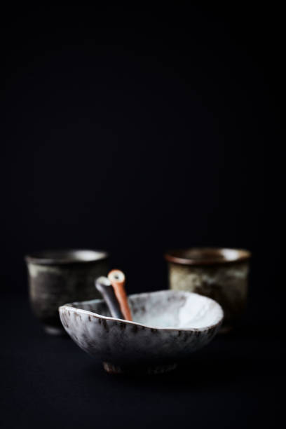 istock Traditional, handcrafted ceramic on dark background. Soft focus. Copy space. 1302507614