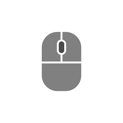 Isolated vector icon of a computer mouse with the middle button button highlighted.
