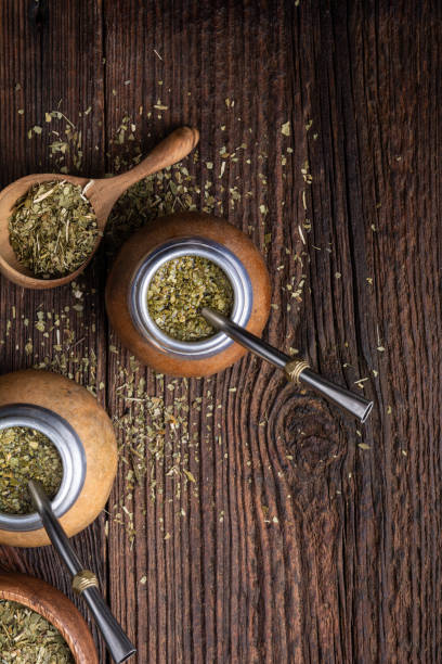 istock Healthy infused drink, classic Yerba Mate tea in a gourd with mobilla 1302510007