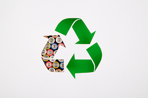 Green recycling symbol isolated on white background. 3D icon, sign and symbol. Cartoon minimal style. 3D Rendering Illustration