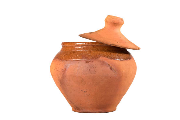 Clay pot isolated on a white background. Close-up.