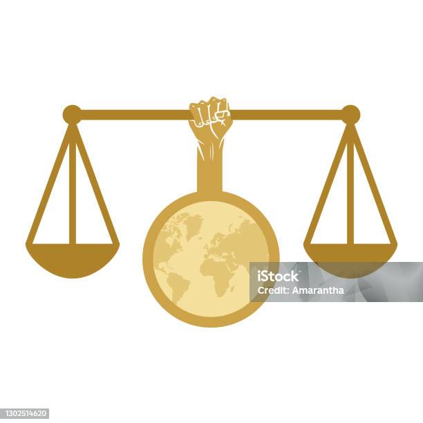 Earth Balance Sign A Human Hand That Rises From Planet Earth Holds A Golden Balance Stock ...