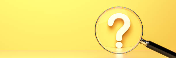 istock White question mark with magnifying glass on yellow background and empty copy space on left side, FAQ Concept 1302525728