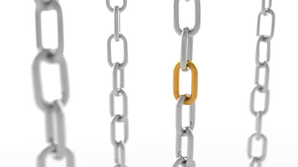 istock Leadership concept, gold and silver chains, on white background 1302525821