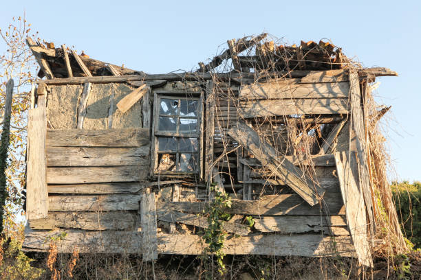 Ruined wooden house