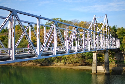 View of Tsukimi bridge in Okayama, Japan.