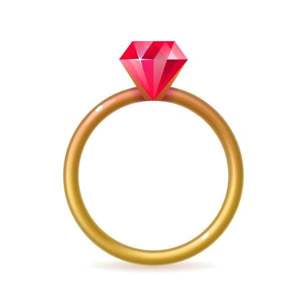 赤い宝石の金の指輪 - ring gold vertical wedding点のイラスト素材／クリップアート素材／マンガ素材／アイコン素材