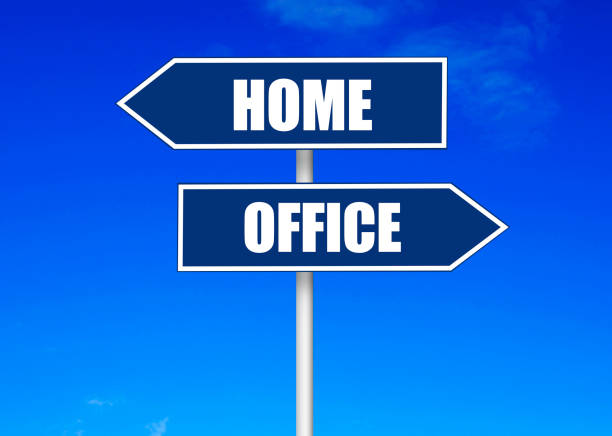 istock Pole sign with home and office 1302539719
