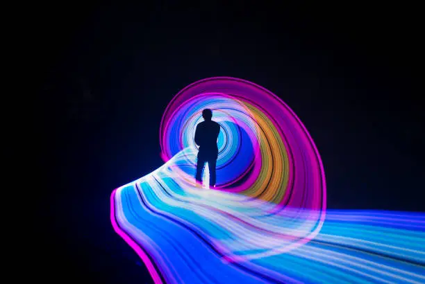 Photo of People with beautiful light painting artwork