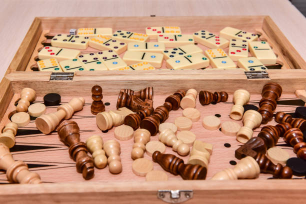 istock checkers, chess, dominoes and backgammon. set of board games. 1302551267