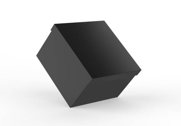 istock Black blank rigid neck box with inner foxing for branding presentation and mock up, 3d illustration 1302552310