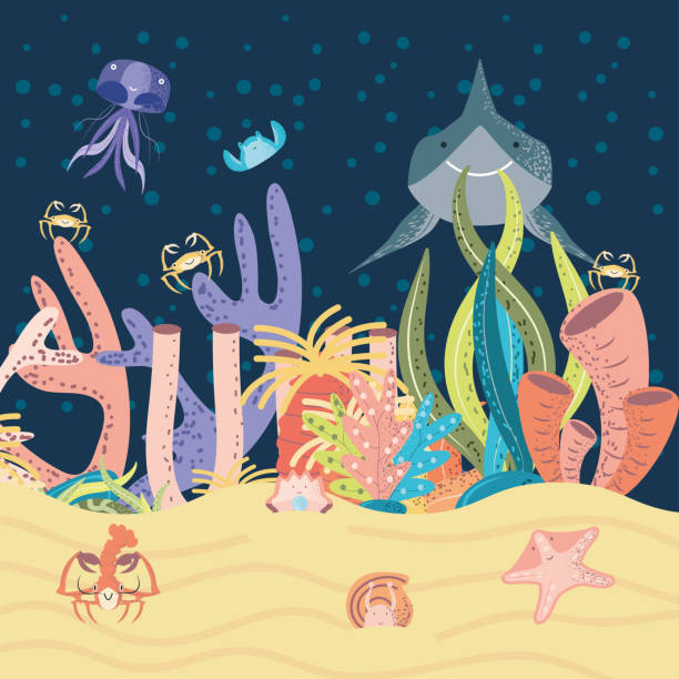 istock shark jellyfish crabs coral sea life underwater world 1302553764