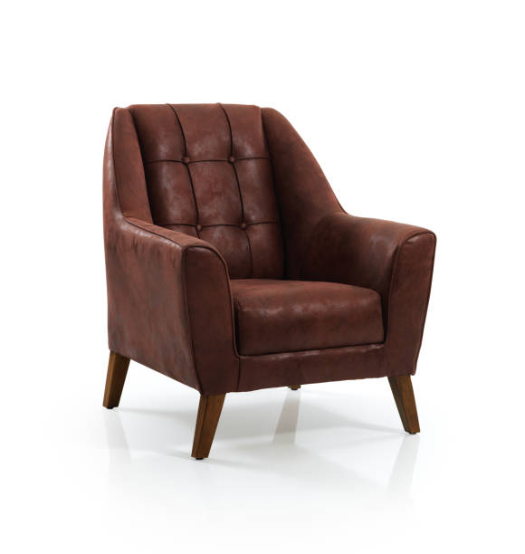 istock Brown leather armchair isolated on white background (clipping path) 1302555583