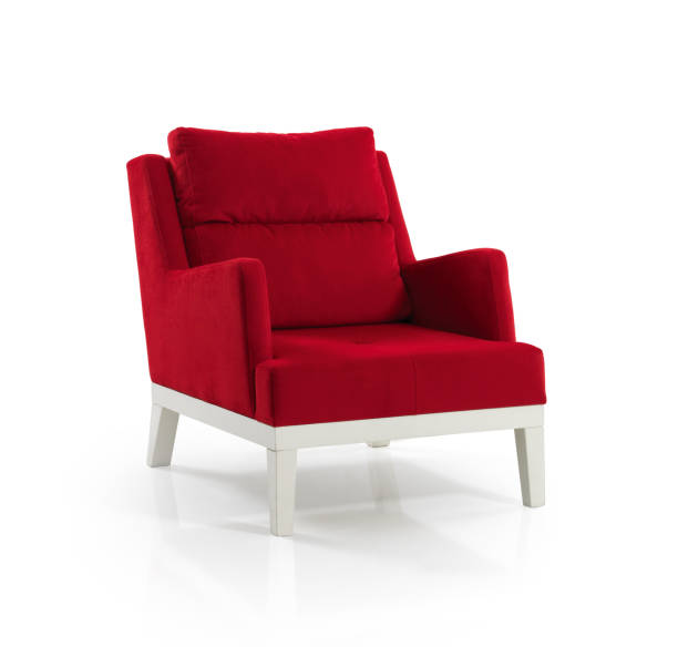 istock Red armchair isolated on white background (clipping path) 1302555632