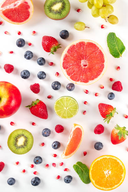 istock Fresh fruit. Citrus fruits, blueberries, strawberries, and mint 1302559491