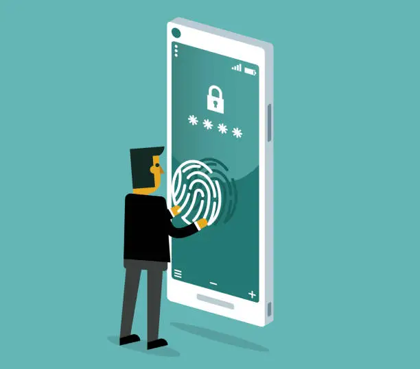 Vector illustration of Fingerprint security - Businessman