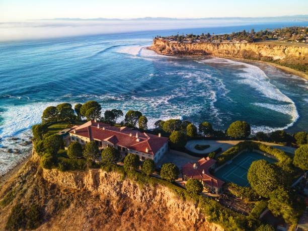 casa palos verdes cliff - california coastline beach cliff fotografías e imágenes de stock