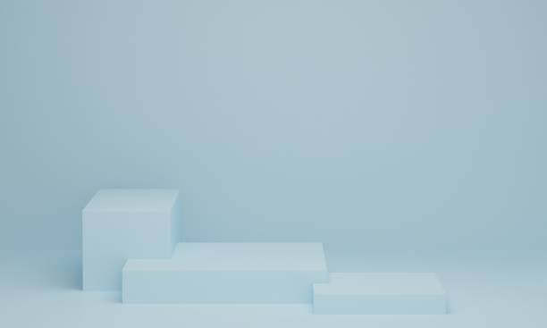 istock Minimal scene with podium on blue pastel background. 1302563307