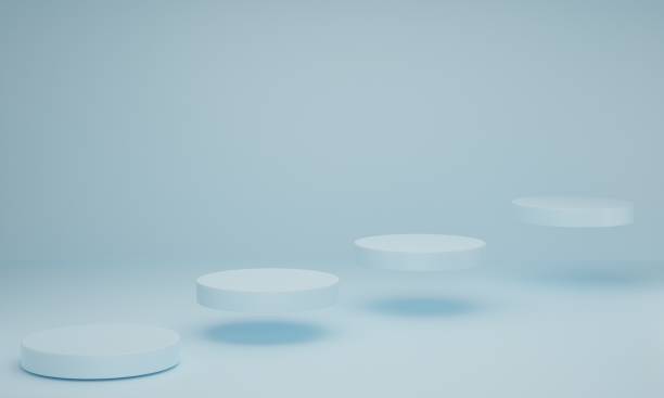 istock Minimal scene with podium on blue pastel background. 1302563651