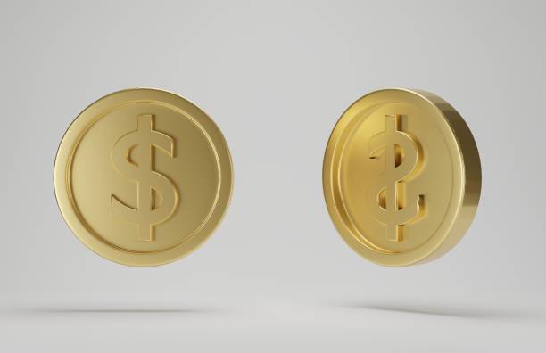 istock Gold coin with dollar sign on white background. 3d rendering. 1302563854