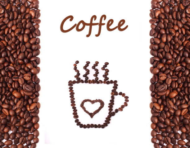 istock Roasted coffee beans with heart shape 1302564097