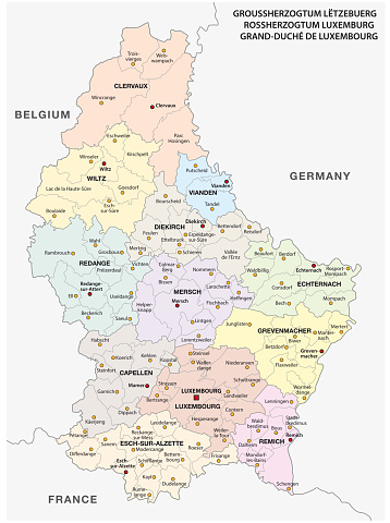 行政と政治ベクトルマップルクセンブルク大公国 ルクセンブルクのベクターアート素材や画像を多数ご用意 ルクセンブルク, 地図, 人の居住