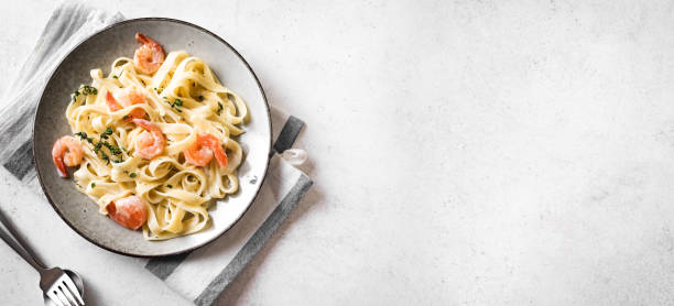 istock Shrimp fetticcine pasta 1302565829