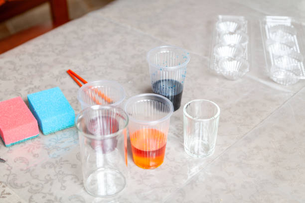 istock Set for home creativity from paints and glasses for liquids 1302567924